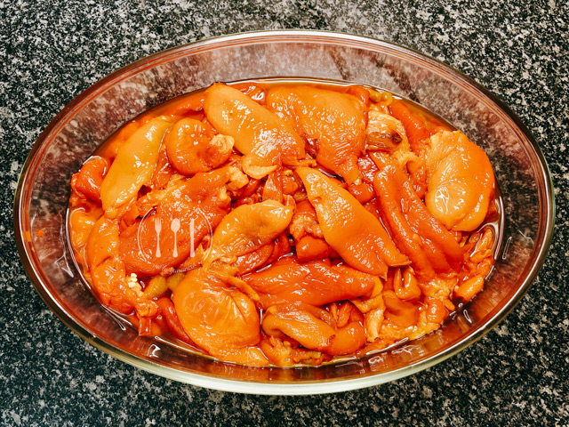 Pimientos asados sin piel